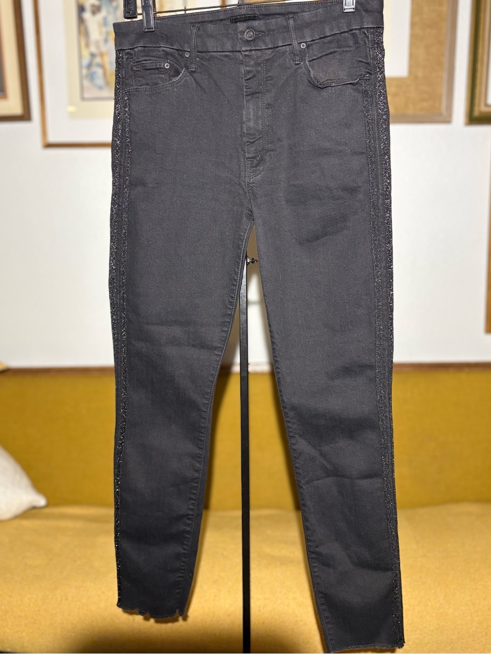 MOTHER High Waisted Looker Ankle Fray Jeans - Guilty Party Racer - Size 30